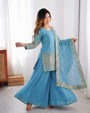 Radiant Blue Embroidered Elegance for Every Occasion