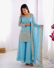 Radiant Blue Embroidered Elegance for Every Occasion
