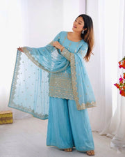Radiant Blue Embroidered Elegance for Every Occasion