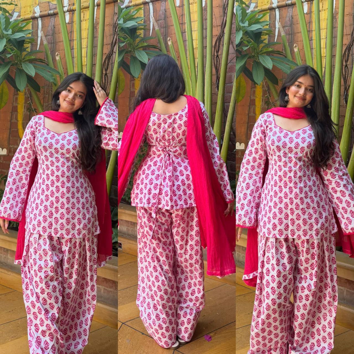 Pink Floral Printed Farshi Salwar Set
