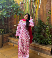 Pink Floral Printed Farshi Salwar Set