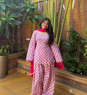 Pink Floral Printed Farshi Salwar Set