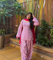 Pink Floral Printed Farshi Salwar Set