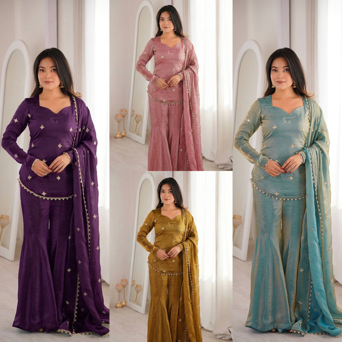 Three-Tone Luxe Attire for  Effortless Glamour
