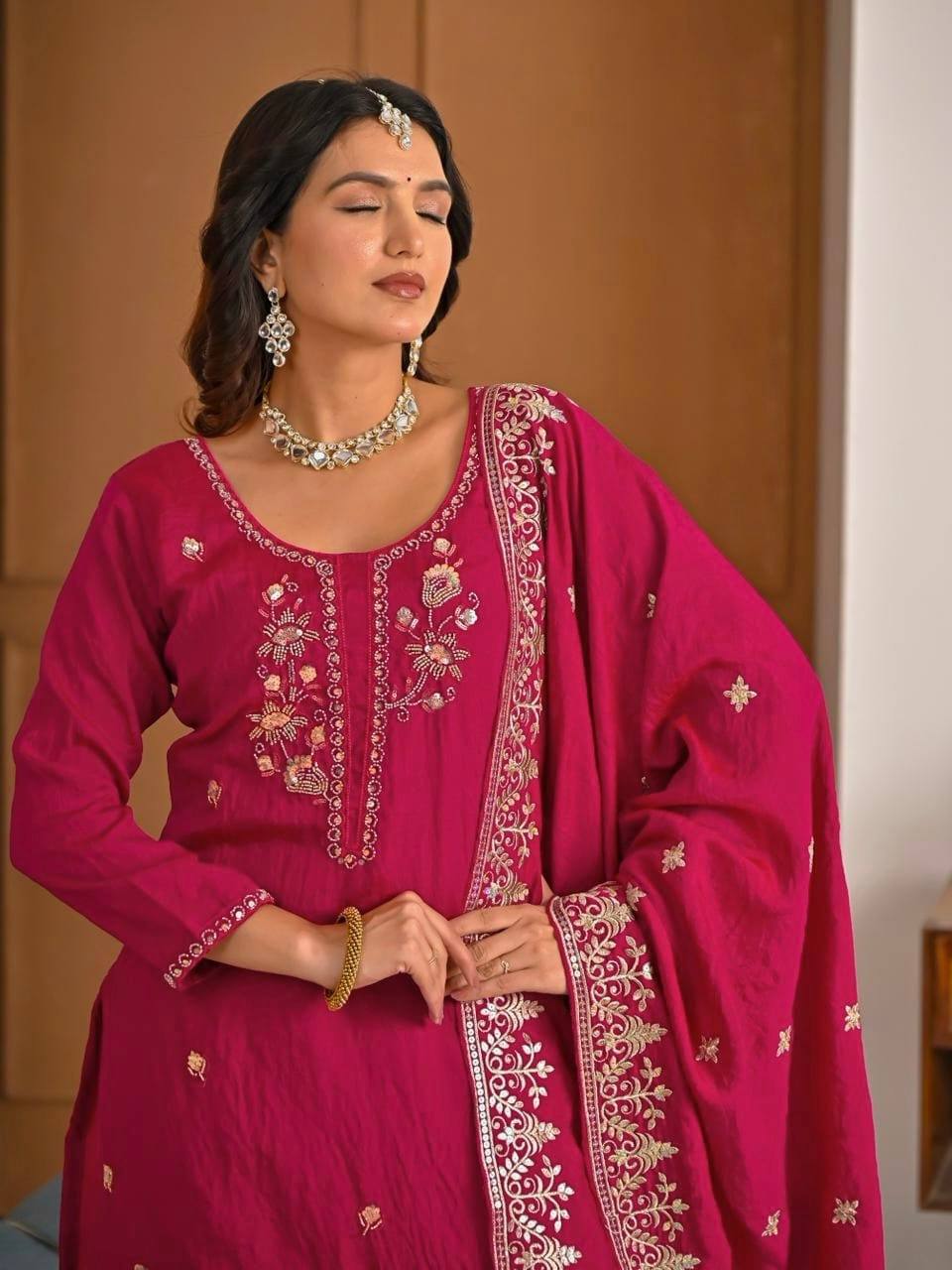 Chic and Stylish Rani Pink Salaf Attire