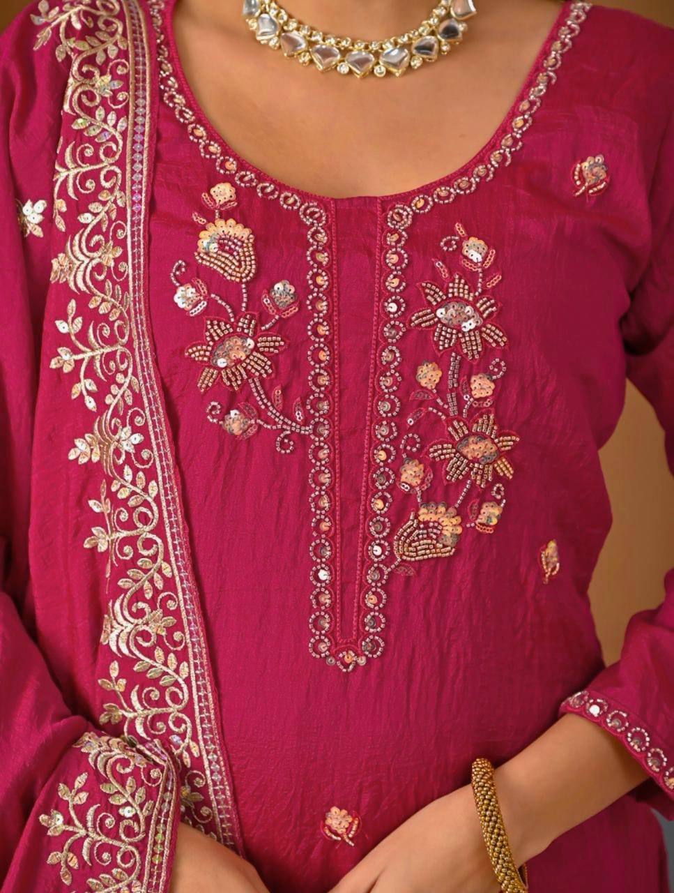 Chic and Stylish Rani Pink Salaf Attire