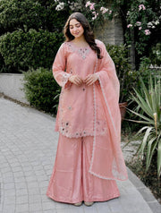 stylish Embroidered Ensemble with Graceful Dupa Accents