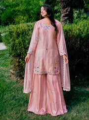 stylish Embroidered Ensemble with Graceful Dupa Accents