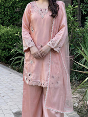 stylish Embroidered Ensemble with Graceful Dupa Accents