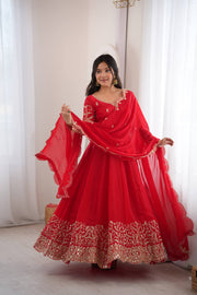 Captivating Moments in a Scarlet Dress
