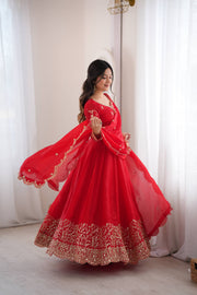 Captivating Moments in a Scarlet Dress