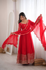 Captivating Moments in a Scarlet Dress