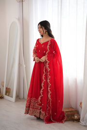 Captivating Moments in a Scarlet Dress
