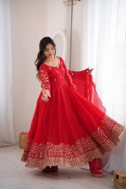 Captivating Moments in a Scarlet Dress