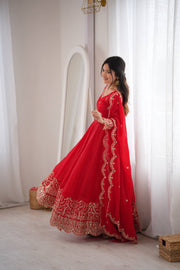 Captivating Moments in a Scarlet Dress