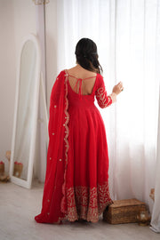 Captivating Moments in a Scarlet Dress