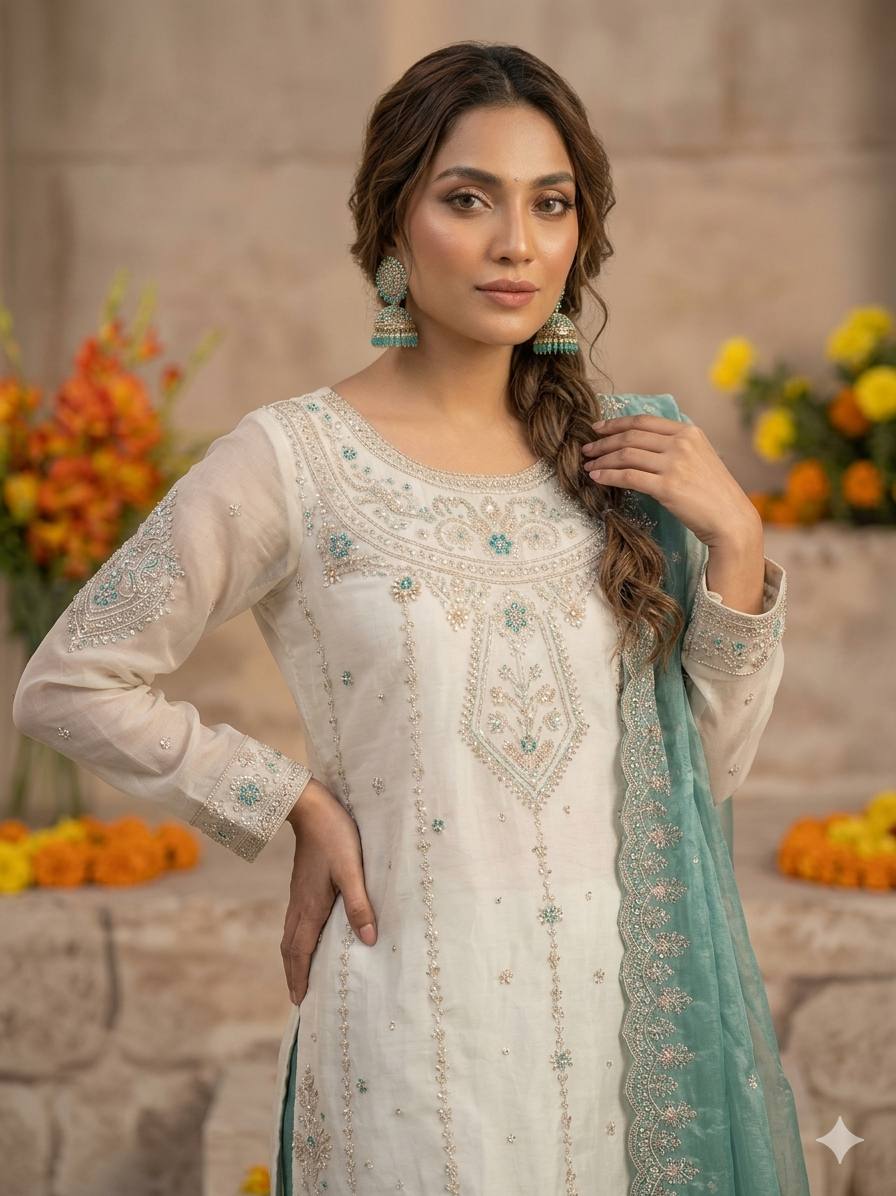 Graceful Design Embroidered Suit Collection