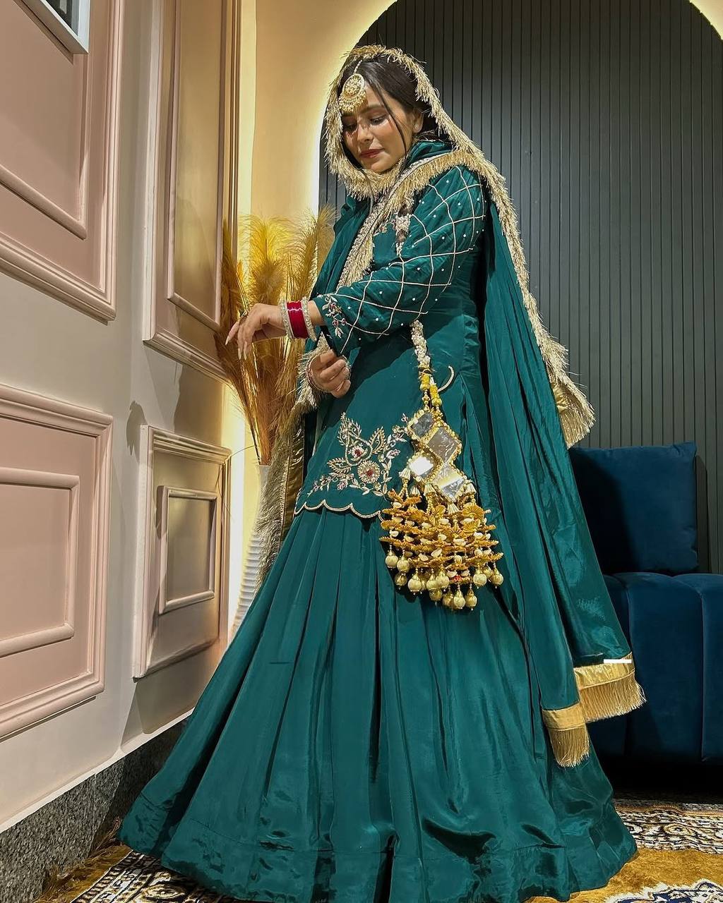 Regal Zari and Stone Embellished Hand work.