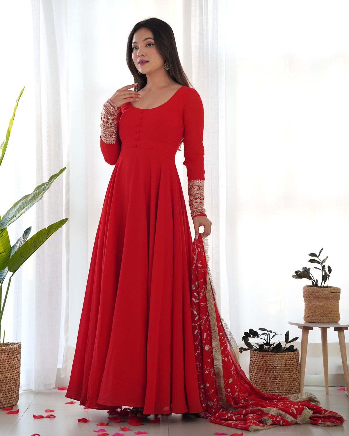 PRESENTING NEW GEORGETTE ANARKALI GOWN DUPPTA FULL SET WITH PENT READY TO WEAR