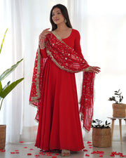 PRESENTING NEW GEORGETTE ANARKALI GOWN DUPPTA FULL SET WITH PENT READY TO WEAR