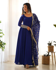 PRESENTING NEW GEORGETTE ANARKALI GOWN DUPPTA FULL SET WITH PENT READY TO WEAR