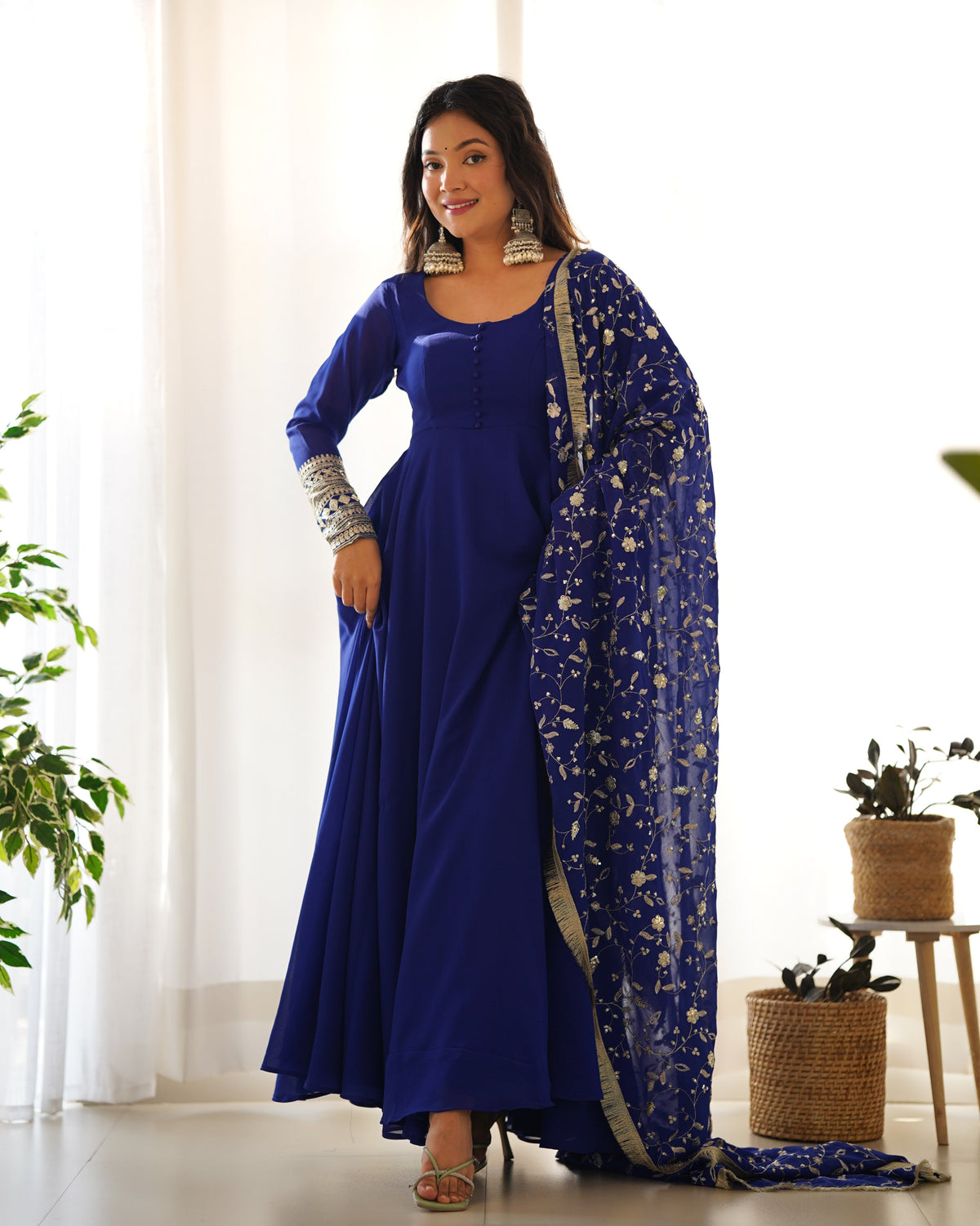 PRESENTING NEW GEORGETTE ANARKALI GOWN DUPPTA FULL SET WITH PENT READY TO WEAR
