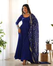 PRESENTING NEW GEORGETTE ANARKALI GOWN DUPPTA FULL SET WITH PENT READY TO WEAR