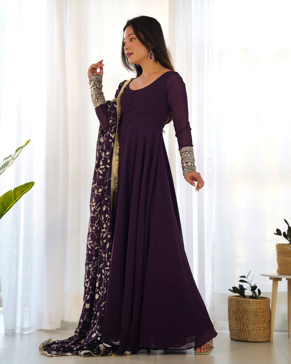 PRESENTING NEW GEORGETTE ANARKALI GOWN DUPPTA FULL SET WITH PENT READY TO WEAR