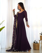 PRESENTING NEW GEORGETTE ANARKALI GOWN DUPPTA FULL SET WITH PENT READY TO WEAR