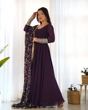PRESENTING NEW GEORGETTE ANARKALI GOWN DUPPTA FULL SET WITH PENT READY TO WEAR