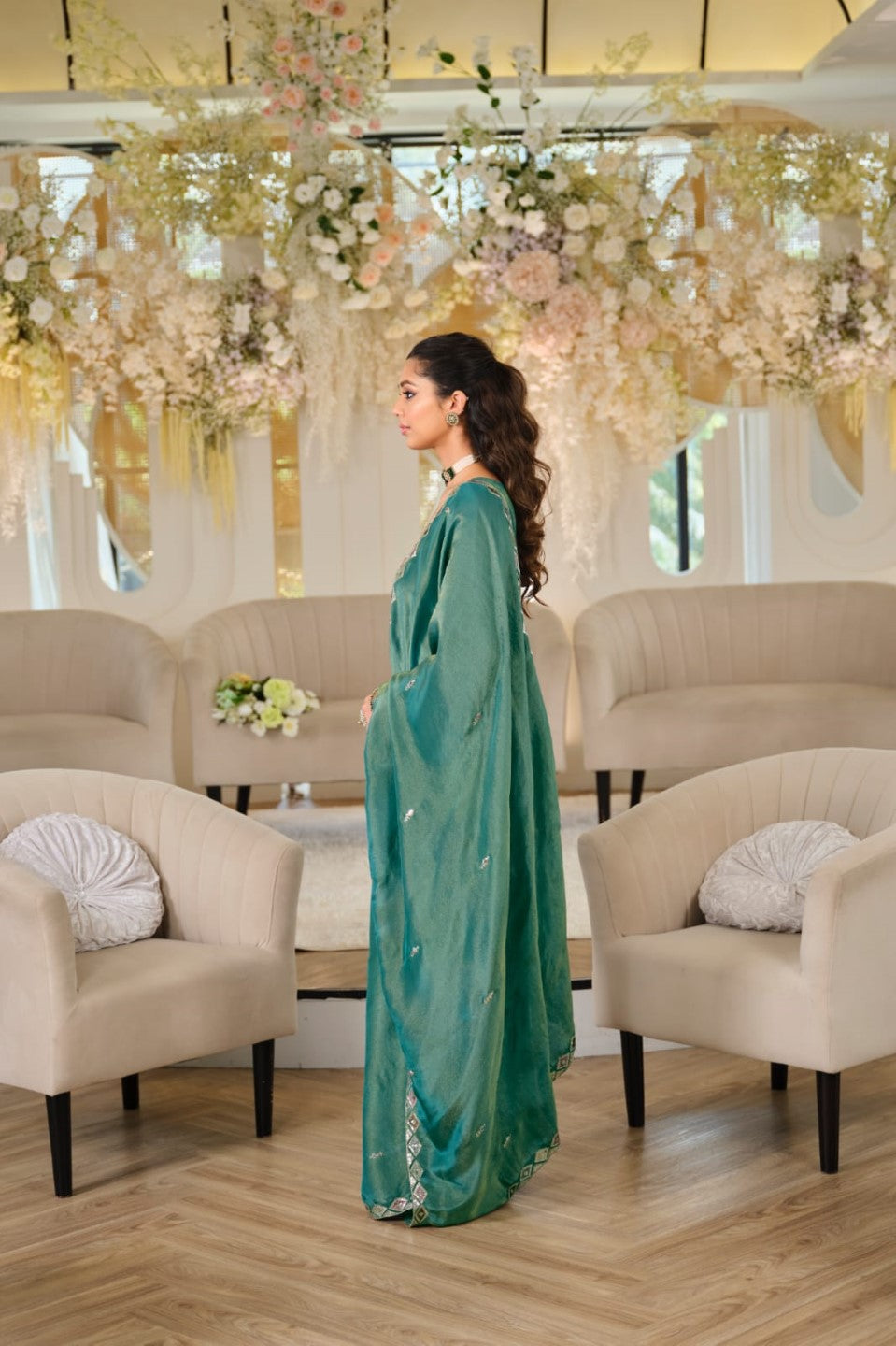 Vibrant Green Ensemble Traditional Pakistani Elegance