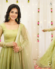 Garden Bloom Pastel Green Anarkali Ensemble