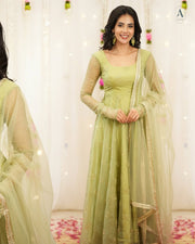 Garden Bloom Pastel Green Anarkali Ensemble