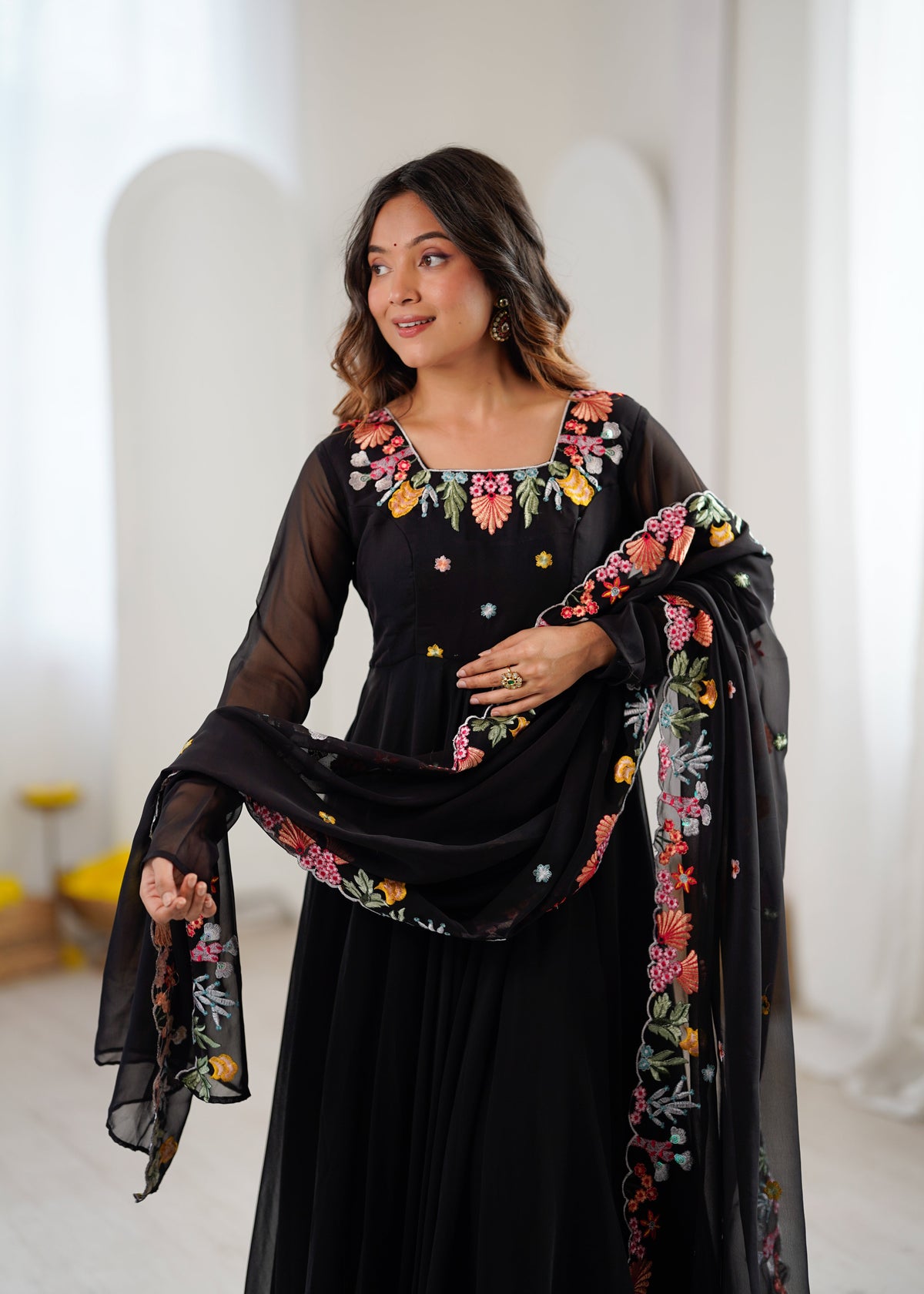 Chic Anarkali Suit with Intricate Detailing