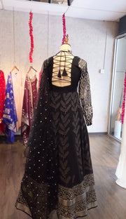 Royal Noir Traditional Printed Anarkali Set