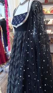 Royal Noir Traditional Printed Anarkali Set