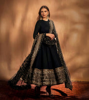 Luxe Black Embroidered Anarkali Fashion