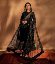 Luxe Black Embroidered Anarkali Fashion