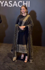 Luxe Black Embroidered Anarkali Fashion