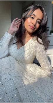 Enchanting Cream Anarkali for Effortless Sophistication